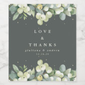 グレーグリーンスノーベリー+ユーカリ冬の結婚式 ワインラベル (シングルラベル)