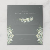 グレーグリーンスノーベリー+ユーカリ結婚ス プレイスカード (外部開封)