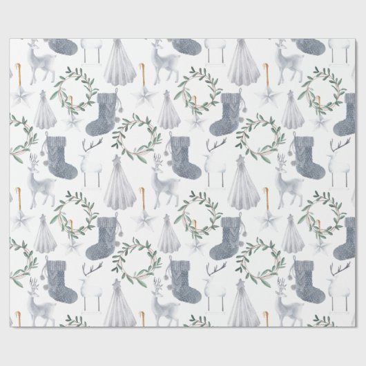 グレーグリーンフェスティバルスカンジナビアテーマクリスマス  | ラッピングペーパー (フラット)