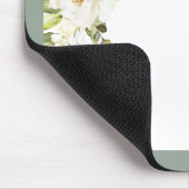 グレーグリーンフローラスクリプトモノグラムイニシャル名 マウスパッド (コーナー)