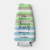 グレーグリーンブルー水カラーストライプパーティー名 ボトルクーラー (正面)