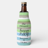 グレーグリーンブルー水カラーストライプパーティー名 ボトルクーラー (ボトル正面)