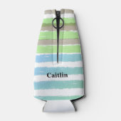 グレーグリーンブルー水カラーストライプパーティー名 ボトルクーラー (裏面)