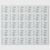 グレーグリーンブルー蝶パーソナライズされた誕生日 ラッピングペーパー (フラット)