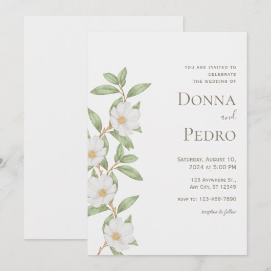 グレーグリーンモダン結婚式招待状 招待状 (正面/裏面)