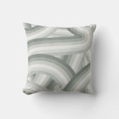 グレーグリーンレトロレインボーストライプパターン クッション (正面)