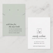 グレーグリーン新花嫁ギフトネックレスイヤリングカード プレイスカード (正面/裏面)