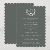 グレーグリーン法律資格 ラウレルリース 招待状 (正面/裏面)