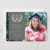 グレーグリーン+ホワイトローはかりで測ローレルリース写真 案内状 (正面)