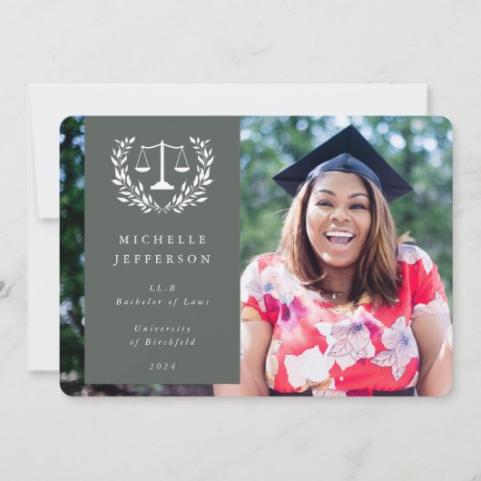 グレーグリーン+ホワイトローはかりで測ローレルリース写真 案内状 (正面)