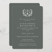 グレーグリーンJDローレルはかりで測リース卒業 招待状 (正面/裏面)