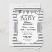 グレーグレイストライプズ赤ちゃんシャワー招待状 招待状 (正面)