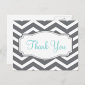 グレーグレーシェブロンありがとうはがき ポストカード (正面/裏面)