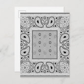 グレーグレーバンダナペイズリーカントリーヒップホップカウボーイ インビテーションポストカード (正面/裏面)