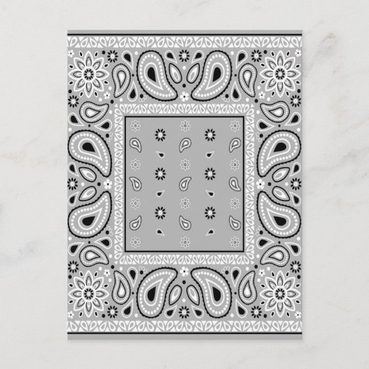 グレーグレーバンダナペイズリーカントリーヒップホップカウボーイ インビテーションポストカード (正面)