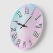 グレーグレーピンク銀ローマ数字ホログラフ ラージ壁時計 (傾斜)