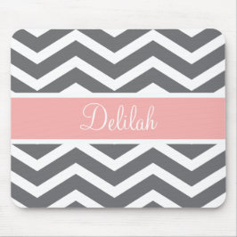 グレーグレーピーチシェブロン名前をカスタムする マウスパッド