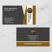 グレーグローブブラウンホワイト縦棒の売り上げ 名刺 (正面/裏面)