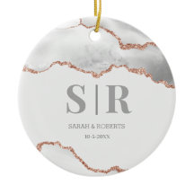 グレーグードアゲートカップルズモノグラムのクリスマス