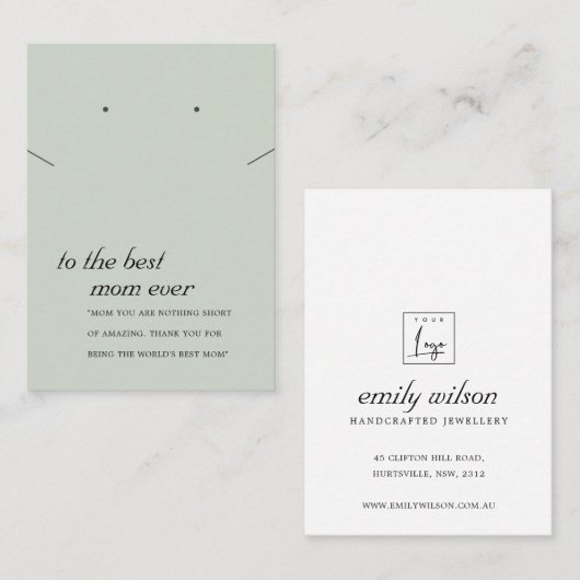 グレーグ素朴リーンマムギフト用ネックレスイヤリングカード プレイスカード (正面/裏面)