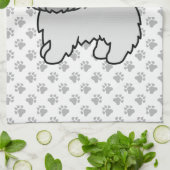 グレーケアンテリアかわいい漫画の犬 キッチンタオル (折り畳み)