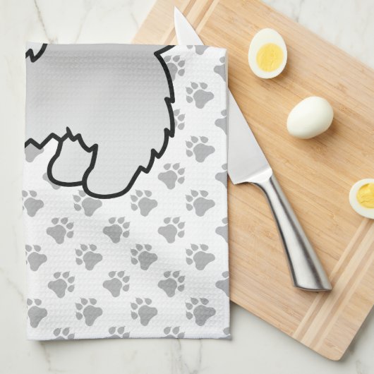 グレーケアンテリアかわいい漫画の犬 キッチンタオル (四つ折り)