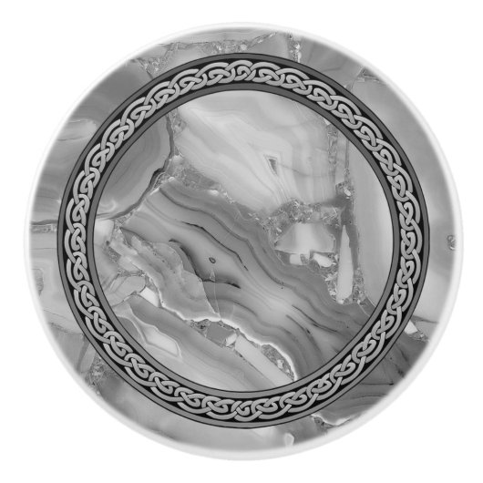 グレーケルト円ヴィンテージ大理石ルック セラミックノブ (正面)