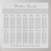 グレーケルト結び目模様ウェディングレセプションシーティングチャート ポスター (正面)