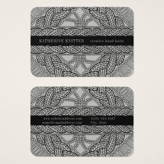 グレーケーブルニット3.5x2.5名刺 (正面&裏面)