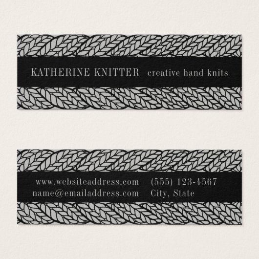 グレーケーブルニット3x1ミニ名刺 (正面&裏面)