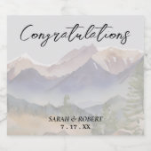 グレーコロラドマウンテン結婚ズ スパークリングワインラベル (シングルラベル)