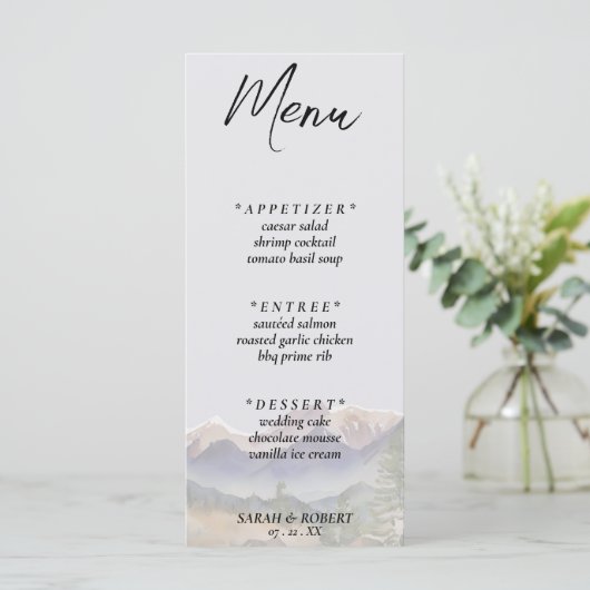 グレーコロラドロッキーマウンテンウェディングレセプション メニュー (スタンド正面)