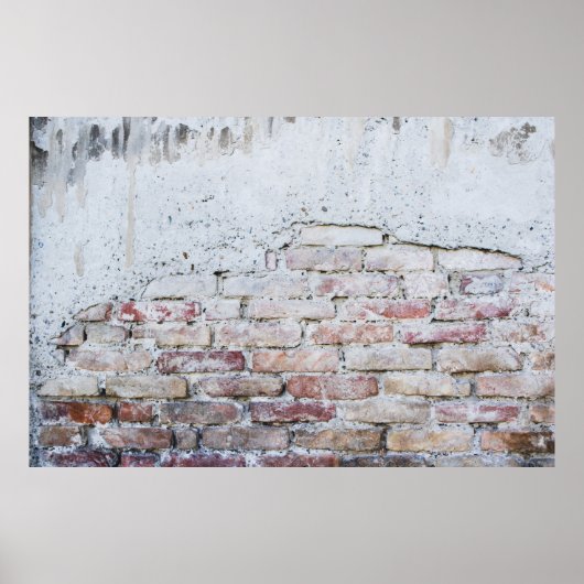 グレーコンクリートレンガ壁 ポスター (正面)