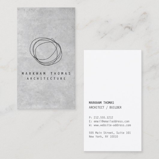 グレーコンクリート上のデザイナースクライブロゴ 名刺 (正面/裏面)