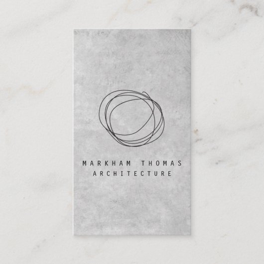 グレーコンクリート上のデザイナースクライブロゴ 名刺 (正面)