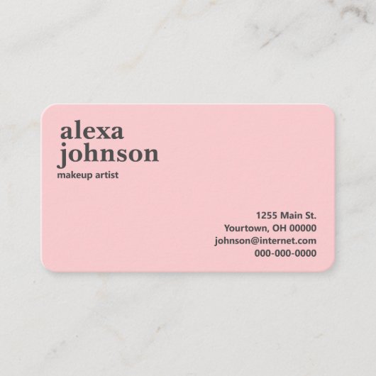 グレーコンテンポラリーとピンクの赤面 名刺 (正面)