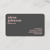 グレーコンテンポラリーとピンクの赤面 名刺 (裏面)