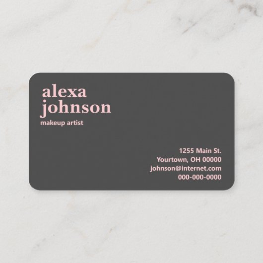 グレーコンテンポラリーとピンクの赤面 名刺 (裏面)