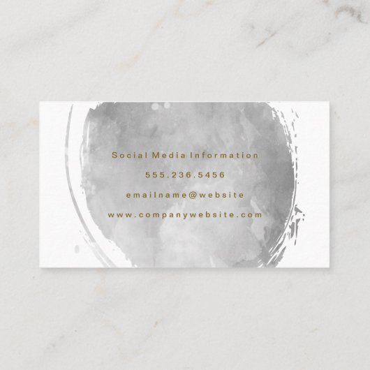 グレーコンテンポラリーウォーター色ブラシ付き演技マスク 名刺 (裏面)