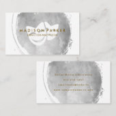 グレーコンテンポラリーウォーター色ブラシ付き演技マスク 名刺 (正面/裏面)