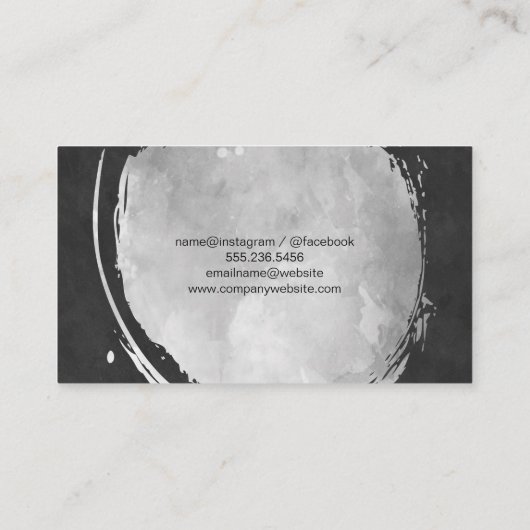 グレーコンテンポラリーウォーター色ブラシ付き石板 名刺 (裏面)