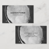 グレーコンテンポラリーウォーター色ブラシ付き石板 名刺 (正面/裏面)