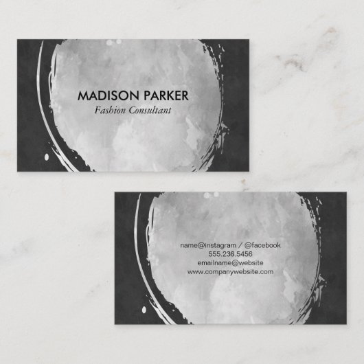 グレーコンテンポラリーウォーター色ブラシ付き石板 名刺 (正面/裏面)