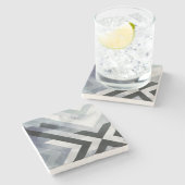 グレーコンテンポラリーブラック幾何動揺して図形 ストーンコースター (横)