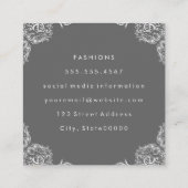 グレーコーナーファンシースクリプト文字 スクエア名刺 (裏面)