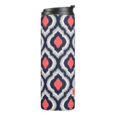 グレーコーラルアンドネイビーイカットモロッコモノグラム タンブラー (回転左)