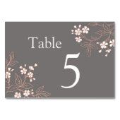 グレーコーラル結婚フローラのテーブル番号カード テーブルナンバー (裏面)