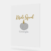 グレーゴールデンカボチャ秋花嫁モダン隊 アクリルサイン (傾斜)