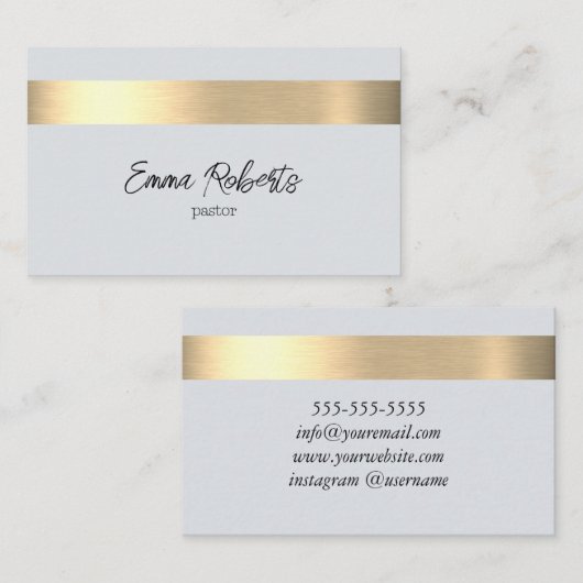 グレーゴールドフォイル素朴イエスフェイクキリスト牧師 名刺 (正面/裏面)
