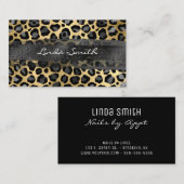 グレーゴールド箔ヒョウのブラシストローク 名刺 (正面/裏面)